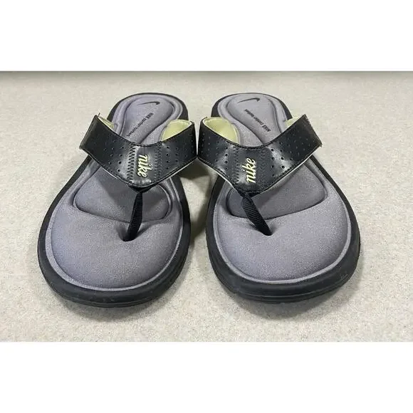 Nike Comfort Cushioned Footbed Flip Flops Women's 10 Thong Sandals Black-Summer - Picture 2 of 11